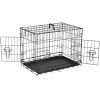 Dog Crate with Divider Panel,30 Inch Double Door Folding Metal Wire Dog Cage with Plastic Leak-Proof Pan Tray, Pet Kennel for Indoor