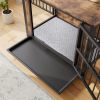 Dog Crate Furniture, Wooden Dog Crate Table, 32.8" Dog Kennel with 2 Sliding Doors and Thick Iron Door Frame