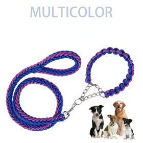 Eight-strand nylon braided dog collar leash dog chain impact blasting chain pet leash (Specification (L * W): S, colour: red)