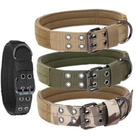 Super strong large dog collar with D-Ring & Buckle Collars Medium sized dog Golden haired horse dog Fierce dog collar (colour: Camouflage, size: L)