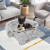 Gray Plush Calming Dog Couch Bed with Anti-Slip Bottom